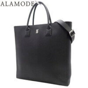 Burberry Logo Tote Bag Shoulder Business Black Calfskin